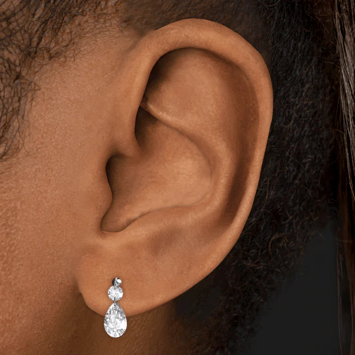 Floating Double Diamond Threaded Charm Earring With Titanium Backing - Image 14