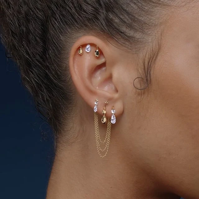 Floating Double Diamond Threaded Charm Earring With Titanium Backing - Image 39