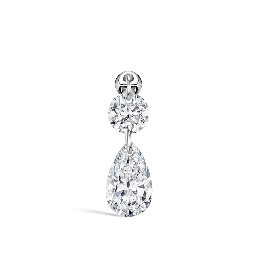Floating Double Diamond Threaded Charm Earring With Titanium Backing - Image 5