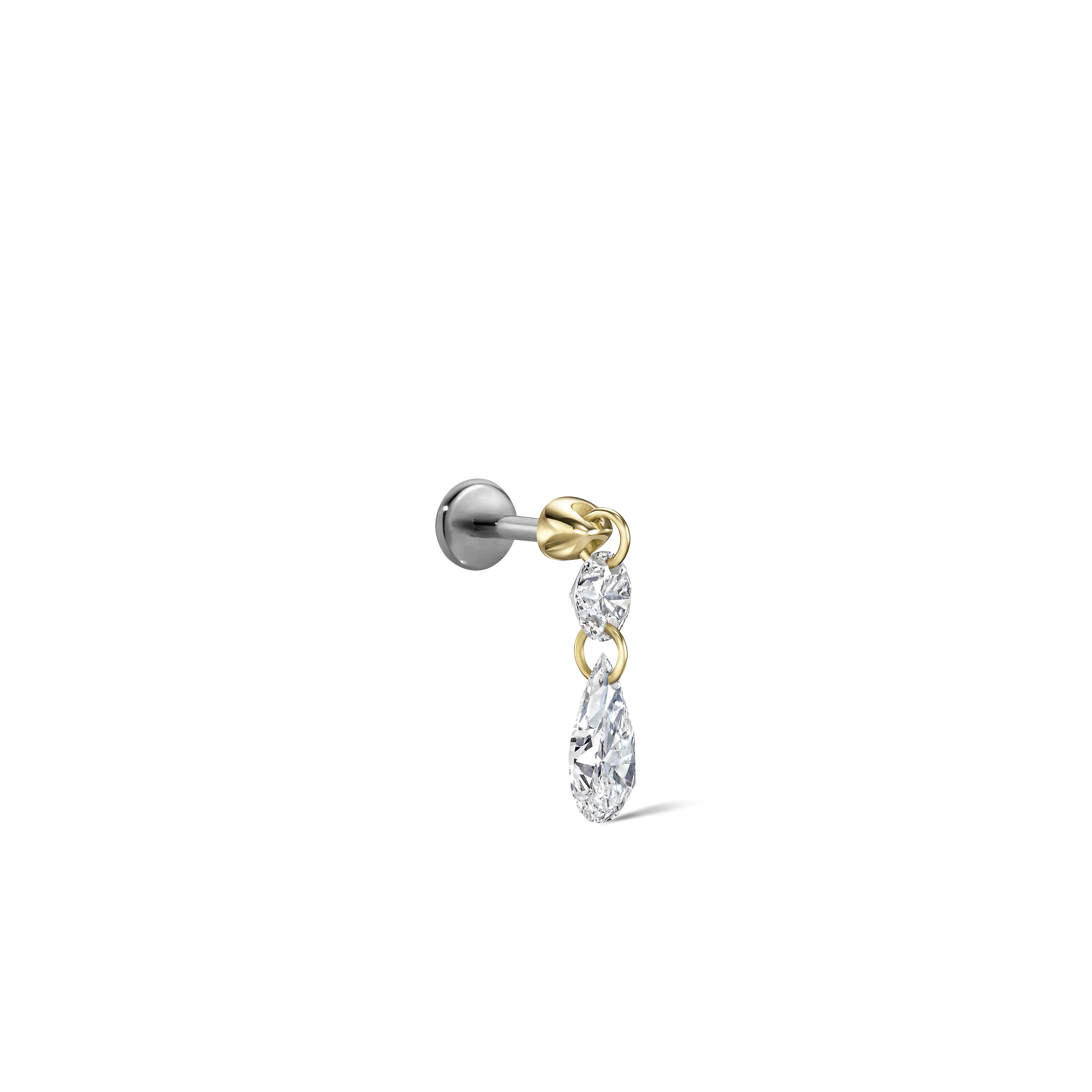 Floating Double Diamond Threaded Charm Earring With Titanium Backing - Image 51