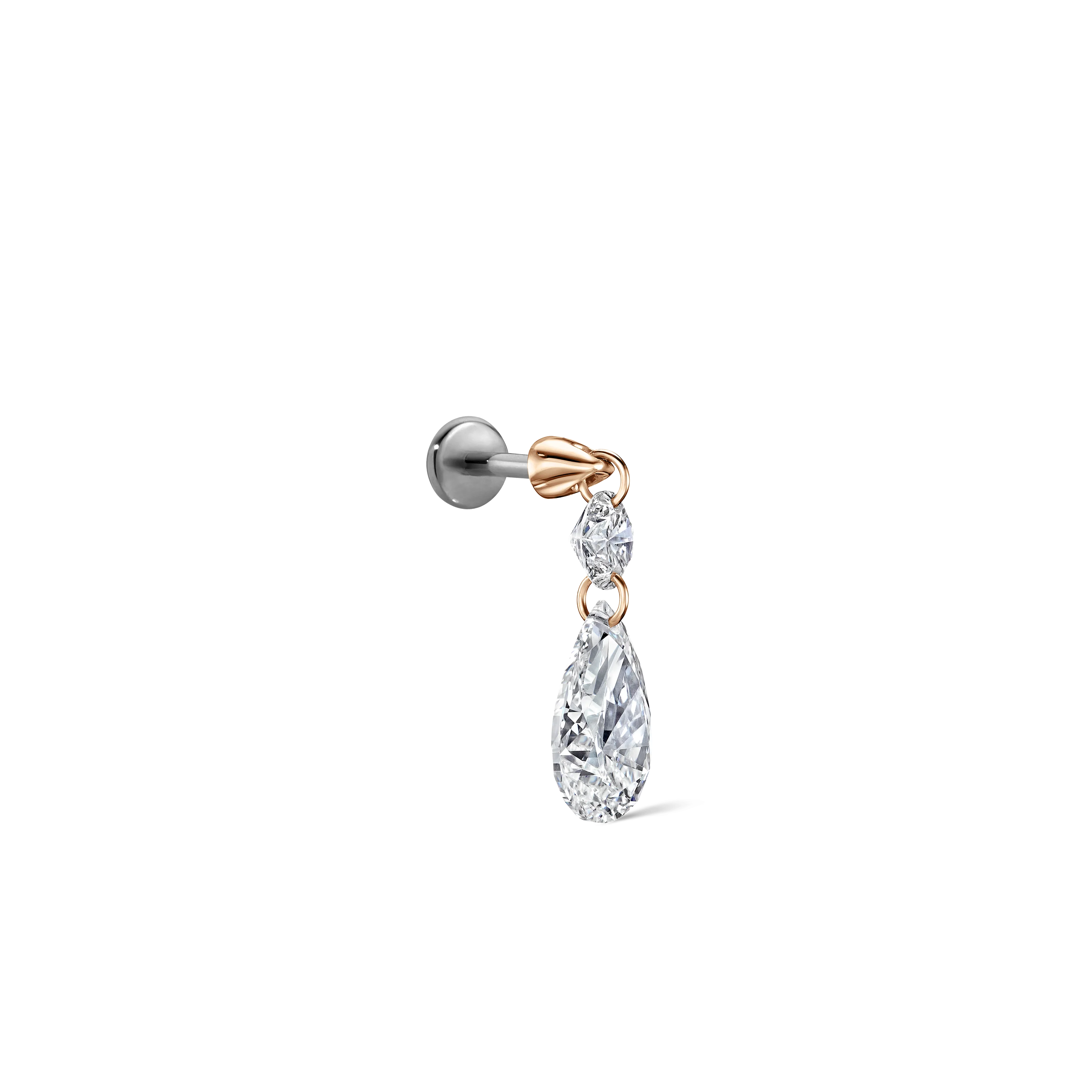 Floating Double Diamond Threaded Charm Earring With Titanium Backing - Image 56