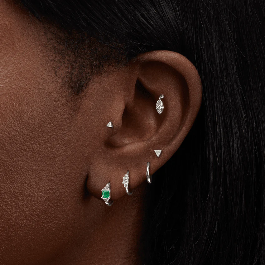 Floating Marquise Diamond Charm Threaded Stud Earring - Image 37