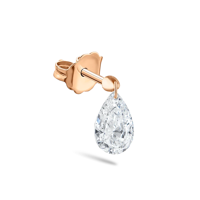 Floating Pear Diamond Charm Stud Earring - Image 32