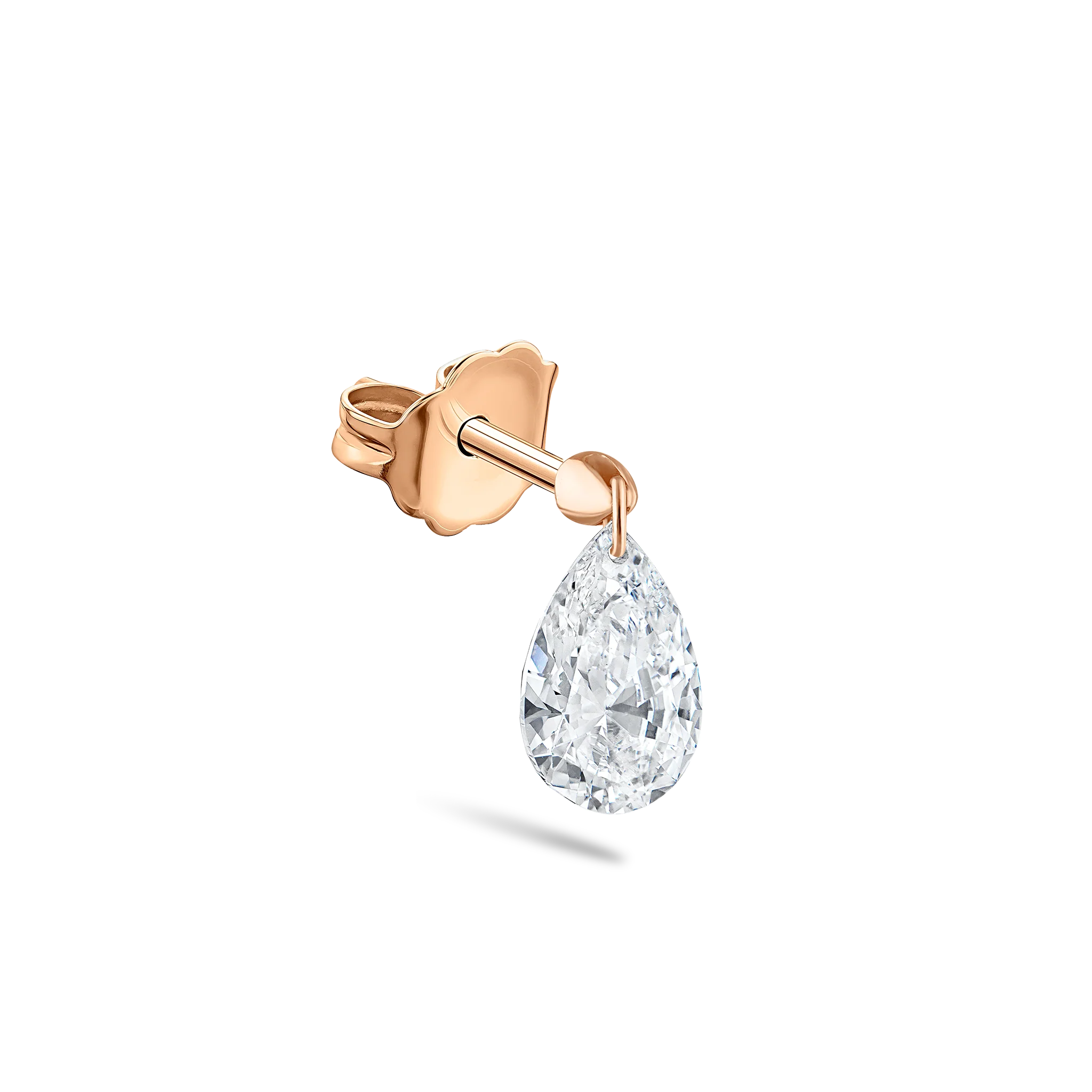 Floating Pear Diamond Charm Stud Earring - Image 41