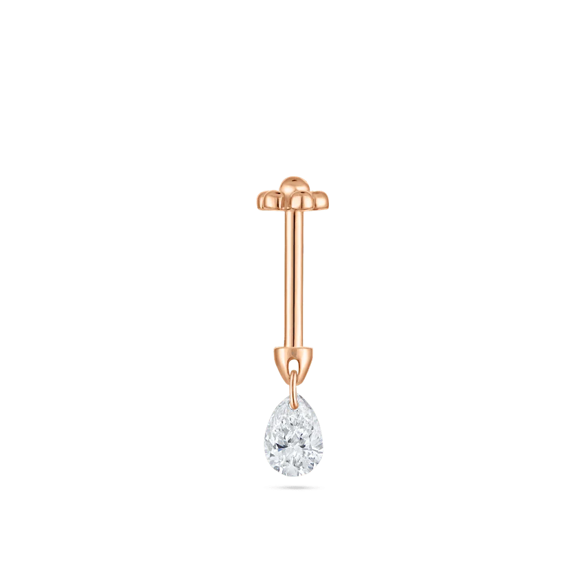 Floating Pear Diamond Charm Threaded Stud Earring - Image 64