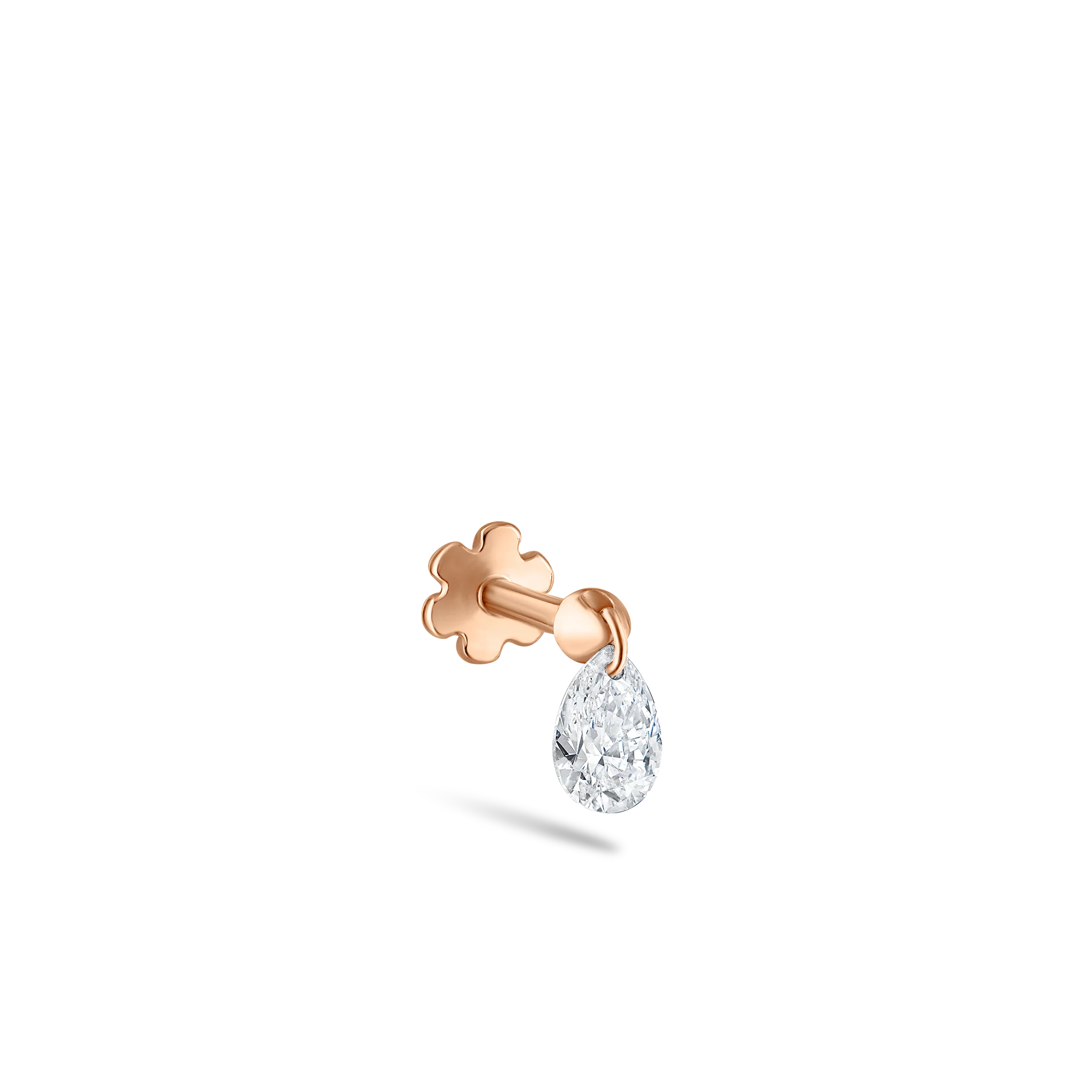 Floating Pear Diamond Charm Threaded Stud Earring - Image 82
