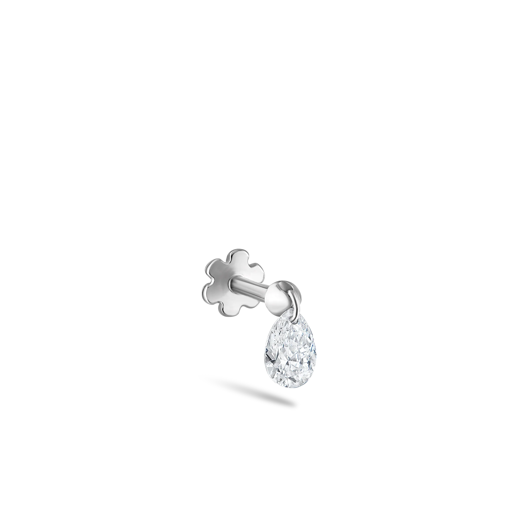 Floating Pear Diamond Charm Threaded Stud Earring - Image 83