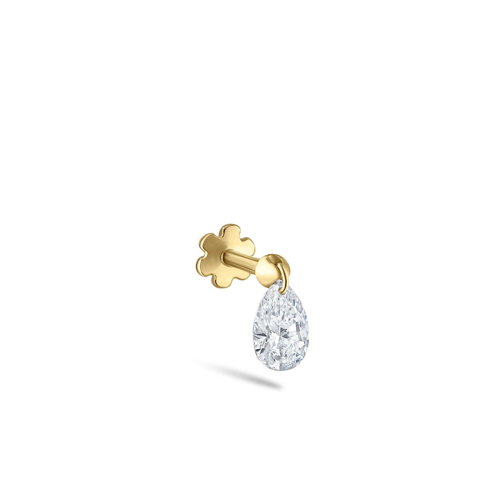 Floating Pear Diamond Charm Threaded Stud Earring - Image 86