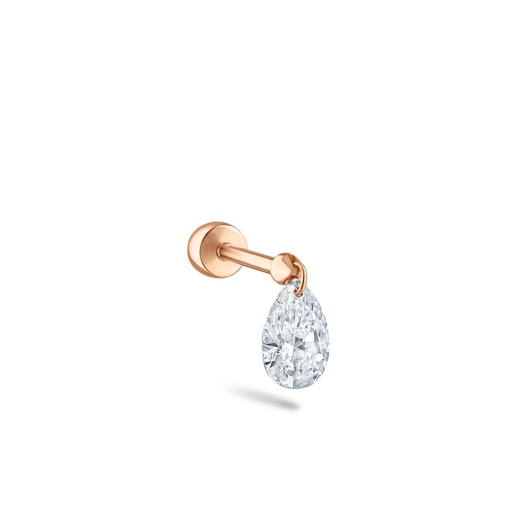 Floating Pear Diamond Charm Threaded Stud Earring - Image 87