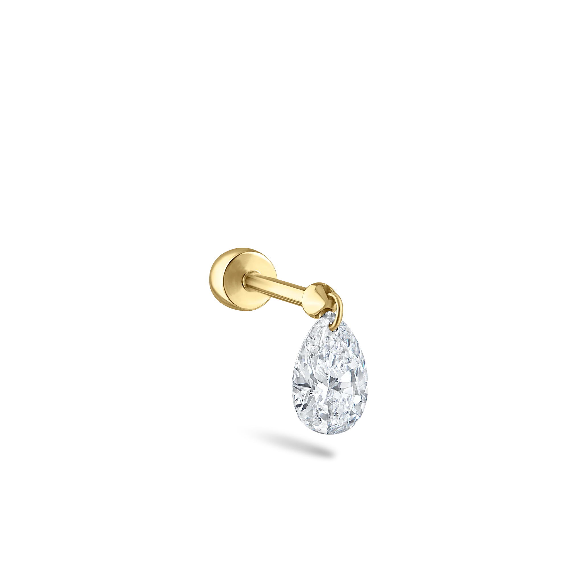 Floating Pear Diamond Charm Threaded Stud Earring - Image 89