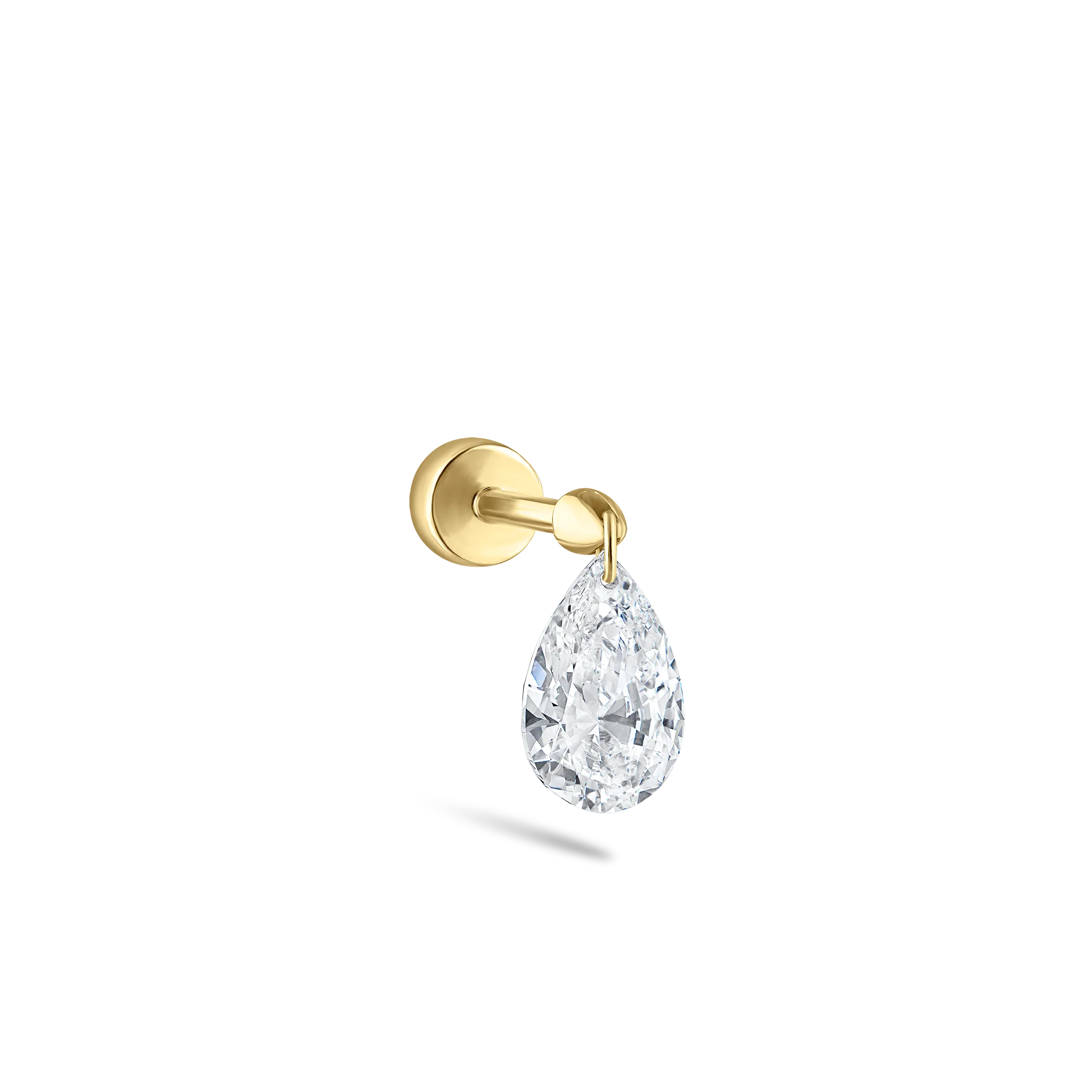 Floating Pear Diamond Charm Threaded Stud Earring - Image 92