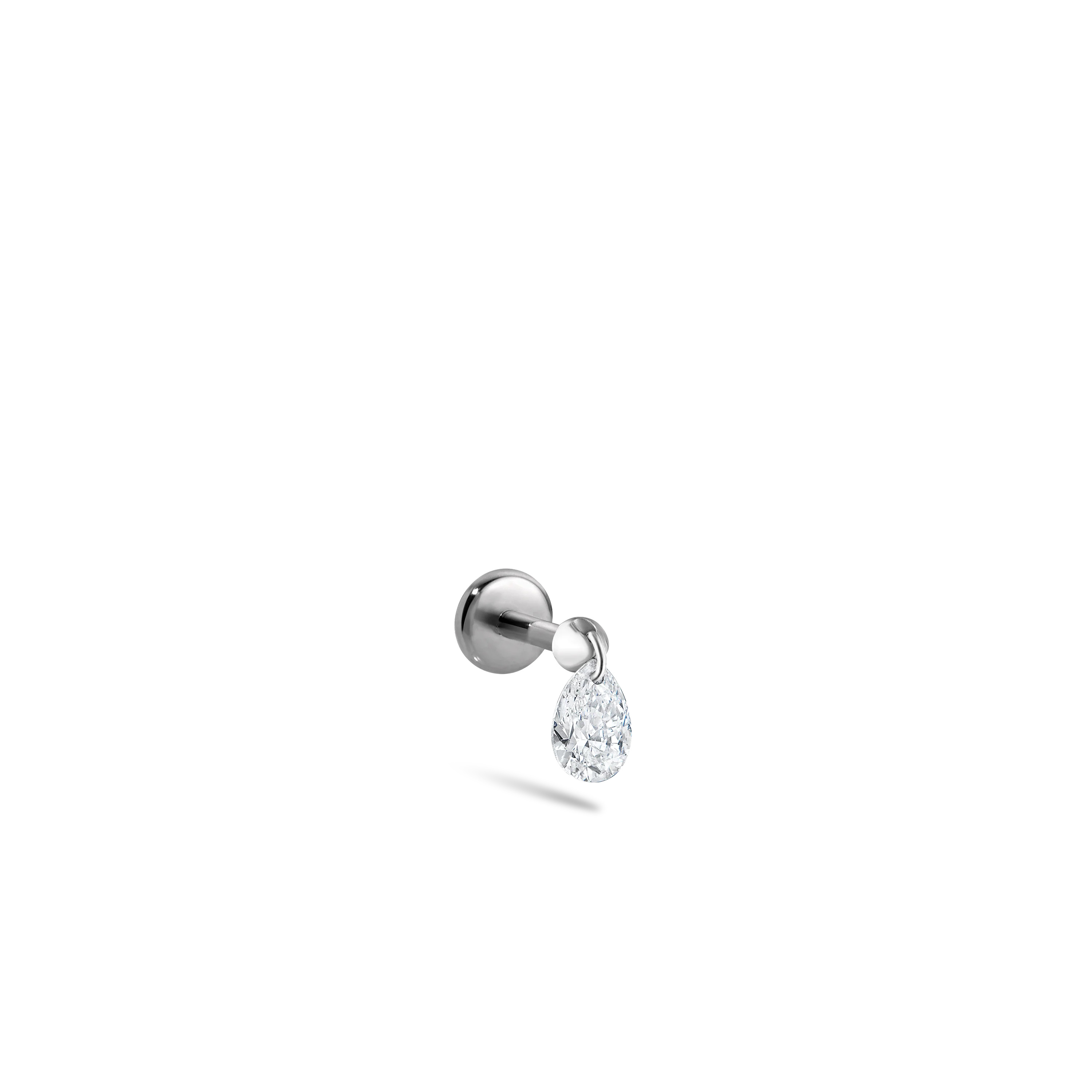 Floating Pear Diamond Charm Threaded Stud Earring With Titanium Backing - Image 85