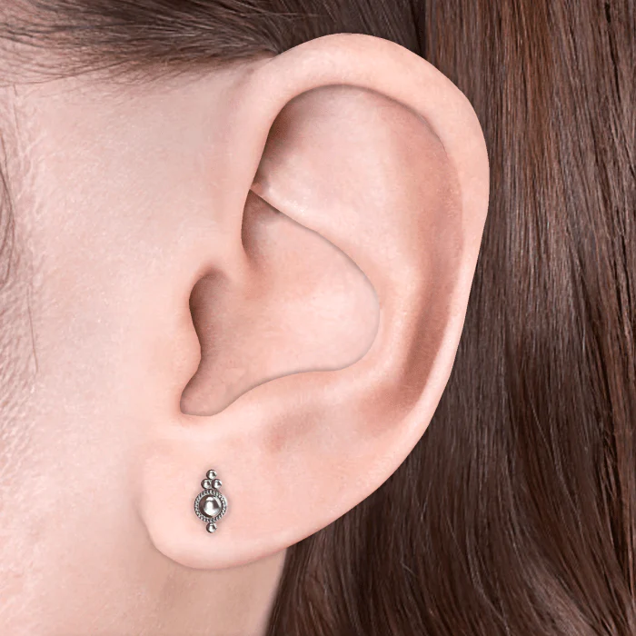 Four Ball Trinity Threaded Stud Earring - Image 3