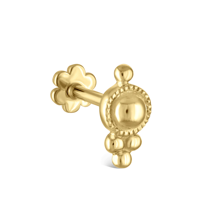 Four Ball Trinity Threaded Stud Earring - Image 5