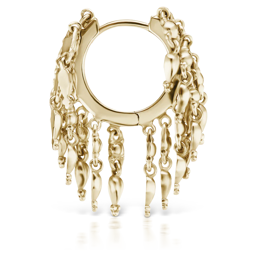 Gold Tassel Eternity Hoop Earring - Image 25