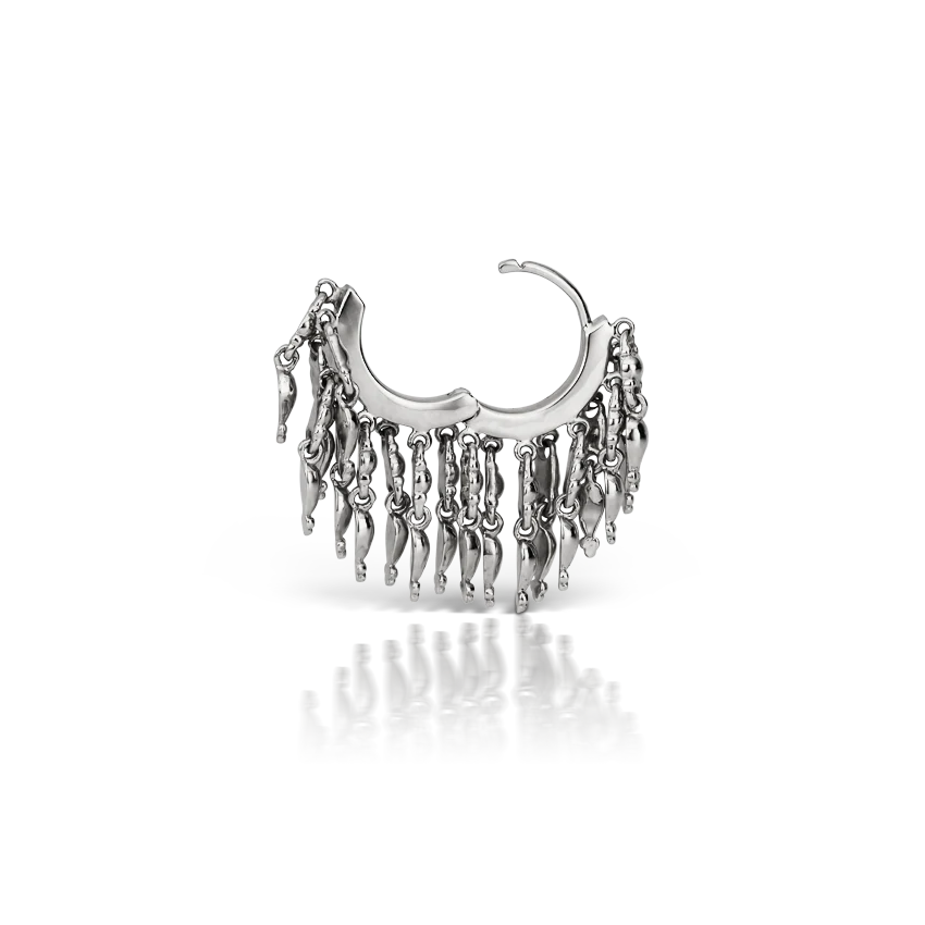 Gold Tassel Eternity Hoop Earring - Image 5