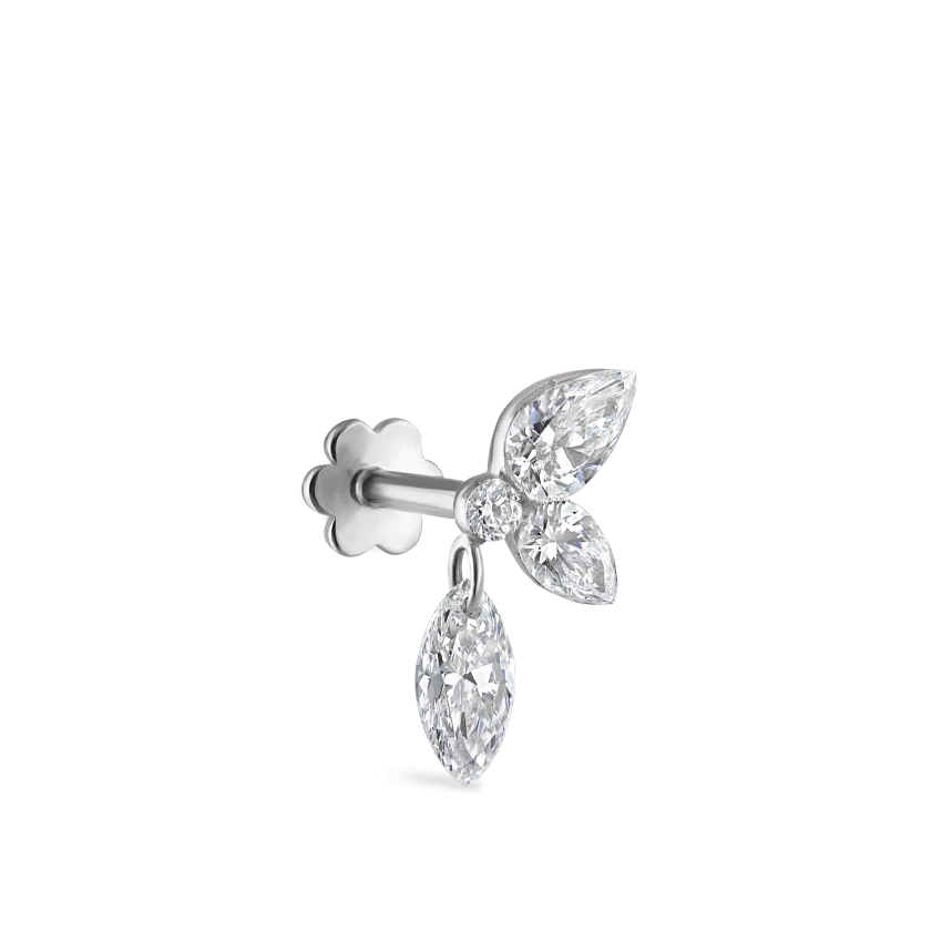 Marquise Pear Diamond Echo Threaded Stud Earring