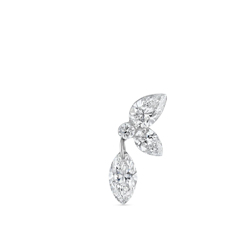 Marquise Pear Diamond Echo Threaded Stud Earring - Image 4
