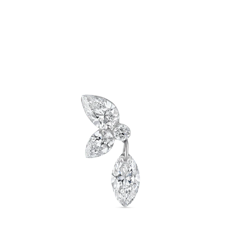 Marquise Pear Diamond Echo Threaded Stud Earring - Image 9