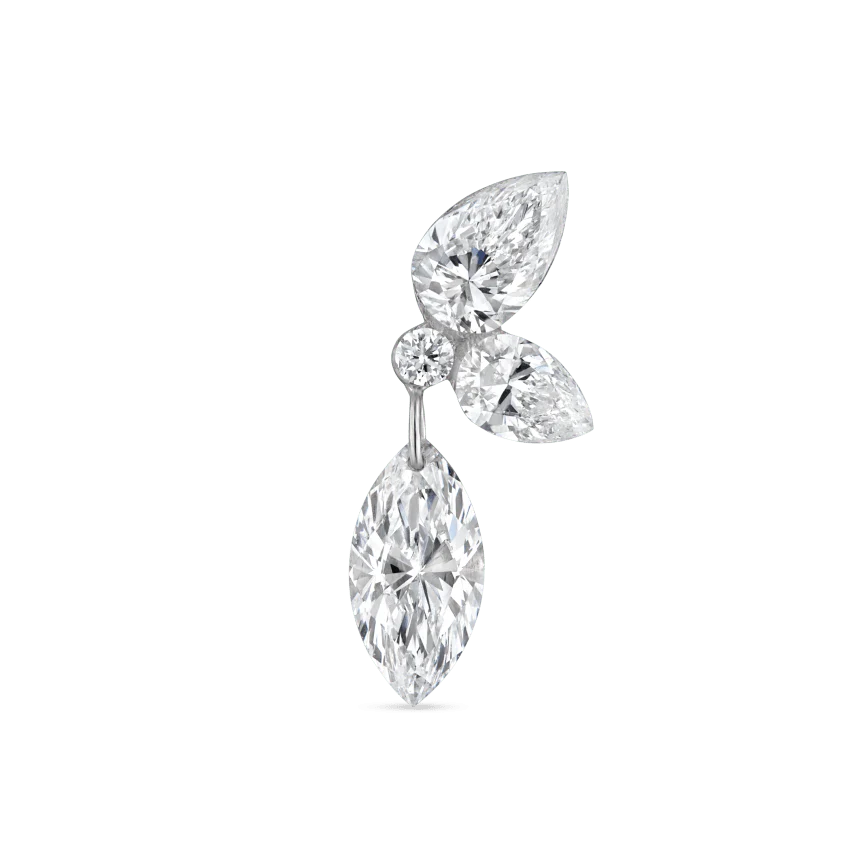 Marquise Pear Diamond Echo Threaded Stud Earring With Titanium Backing - Image 13