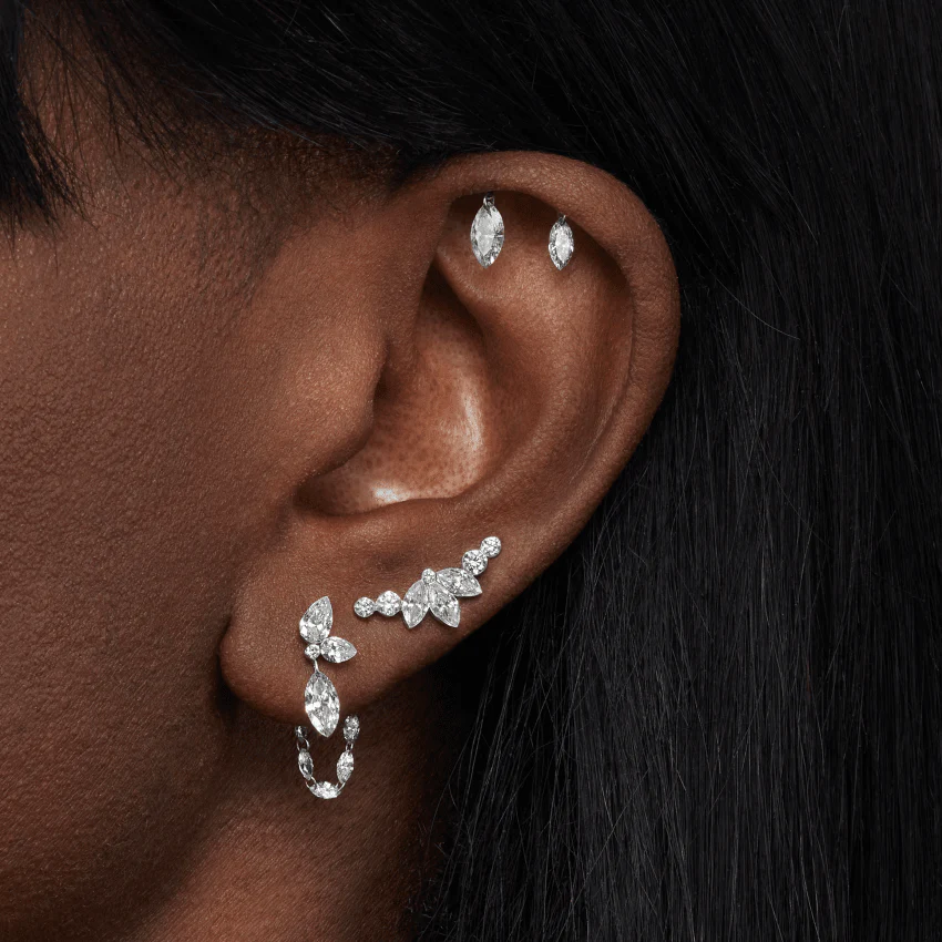 Marquise Pear Diamond Echo Threaded Stud Earring With Titanium Backing - Image 15