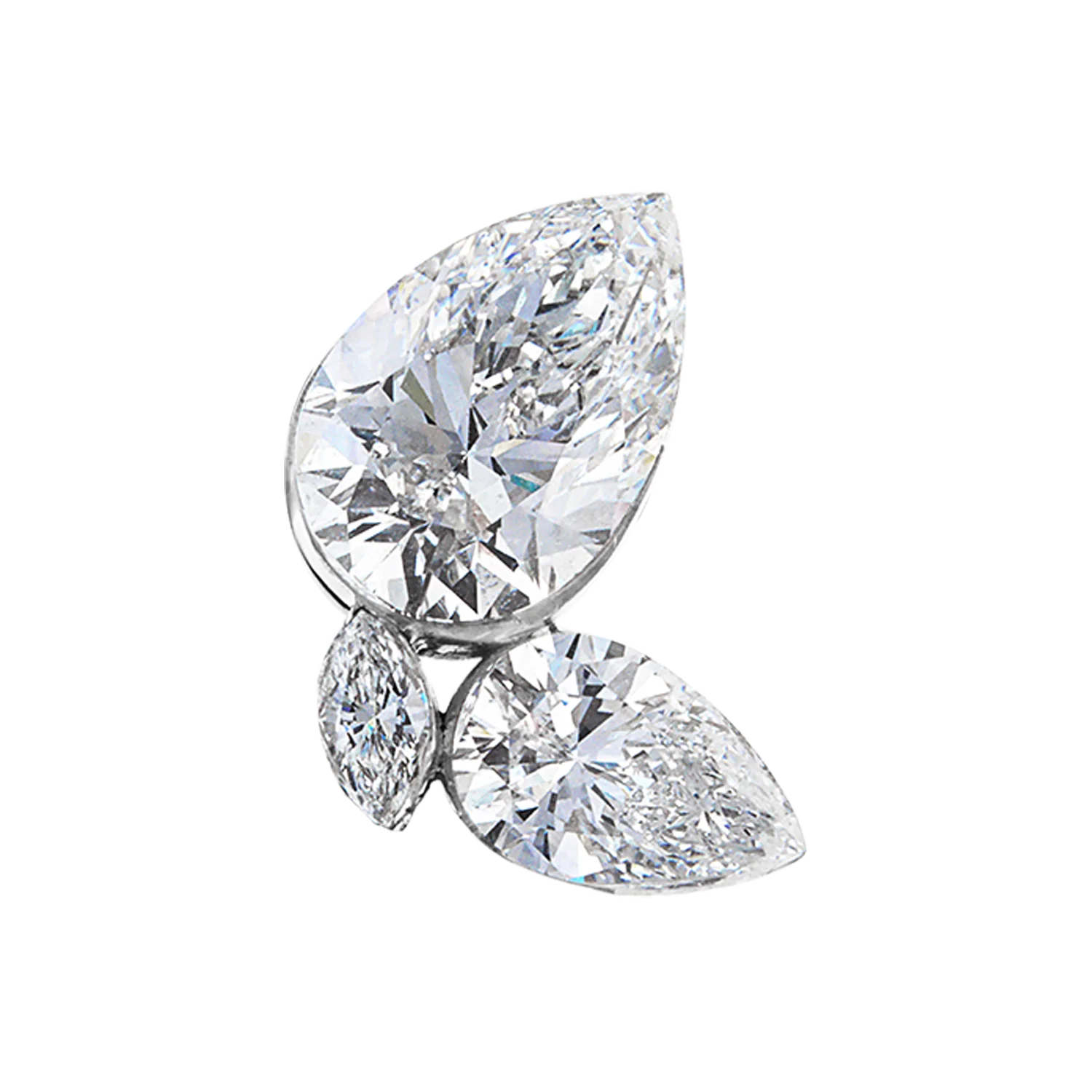 Grand Pear Diamond Echo Threaded Stud Earring