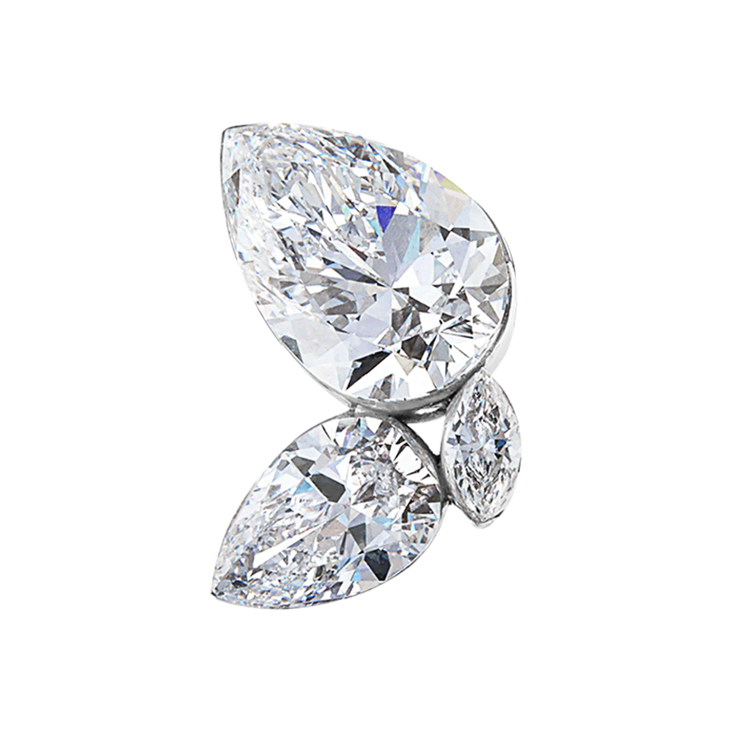 Grand Pear Diamond Echo Threaded Stud Earring - Image 2