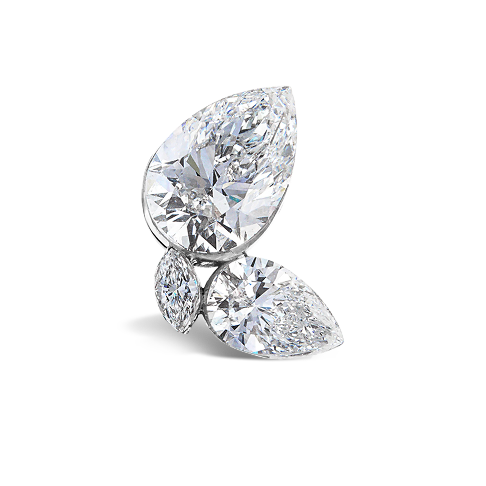 Grand Pear Diamond Echo Threaded Stud Earring - Image 5