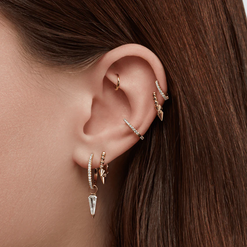 Granulated Triple Short Spike Tash Cuff Earring - Image 17