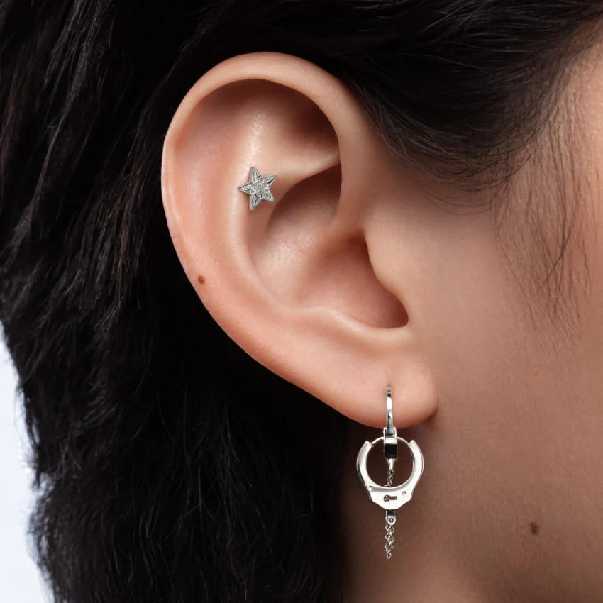 Handcuff Hoop Earring with Medium Chain - Image 35