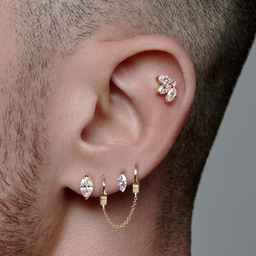Handcuff Hoop Earring with Medium Chain - Image 4