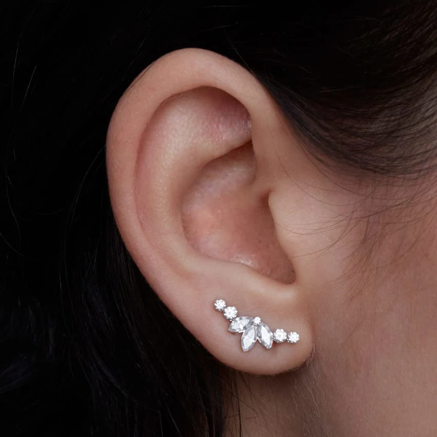 Invisible Diamond Lotus Open Garland Ear Climber - Image 13