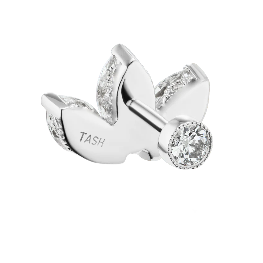 Invisible Diamond Lotus Threaded Stud Earring - Image 10