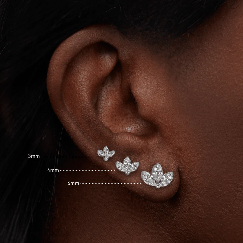 Invisible Diamond Lotus Threaded Stud Earring - Image 14