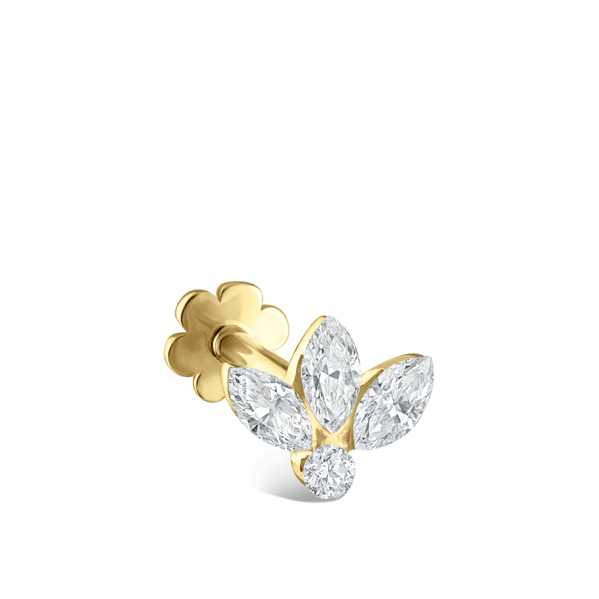 Invisible Diamond Lotus Threaded Stud Earring - Image 16