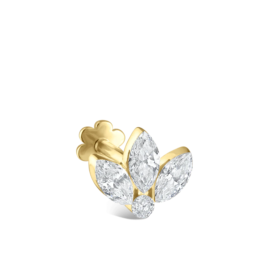 Invisible Diamond Lotus Threaded Stud Earring - Image 20