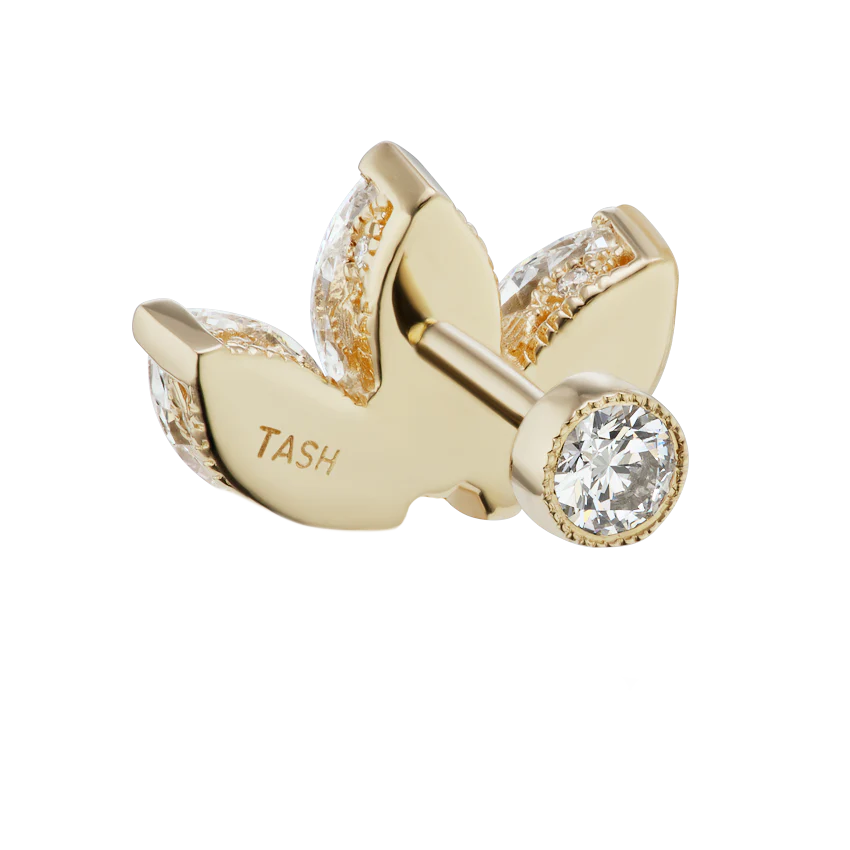 Invisible Diamond Lotus Threaded Stud Earring - Image 24