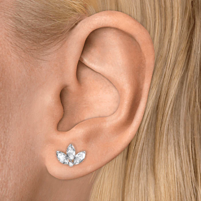 Invisible Diamond Lotus Threaded Stud Earring - Image 35