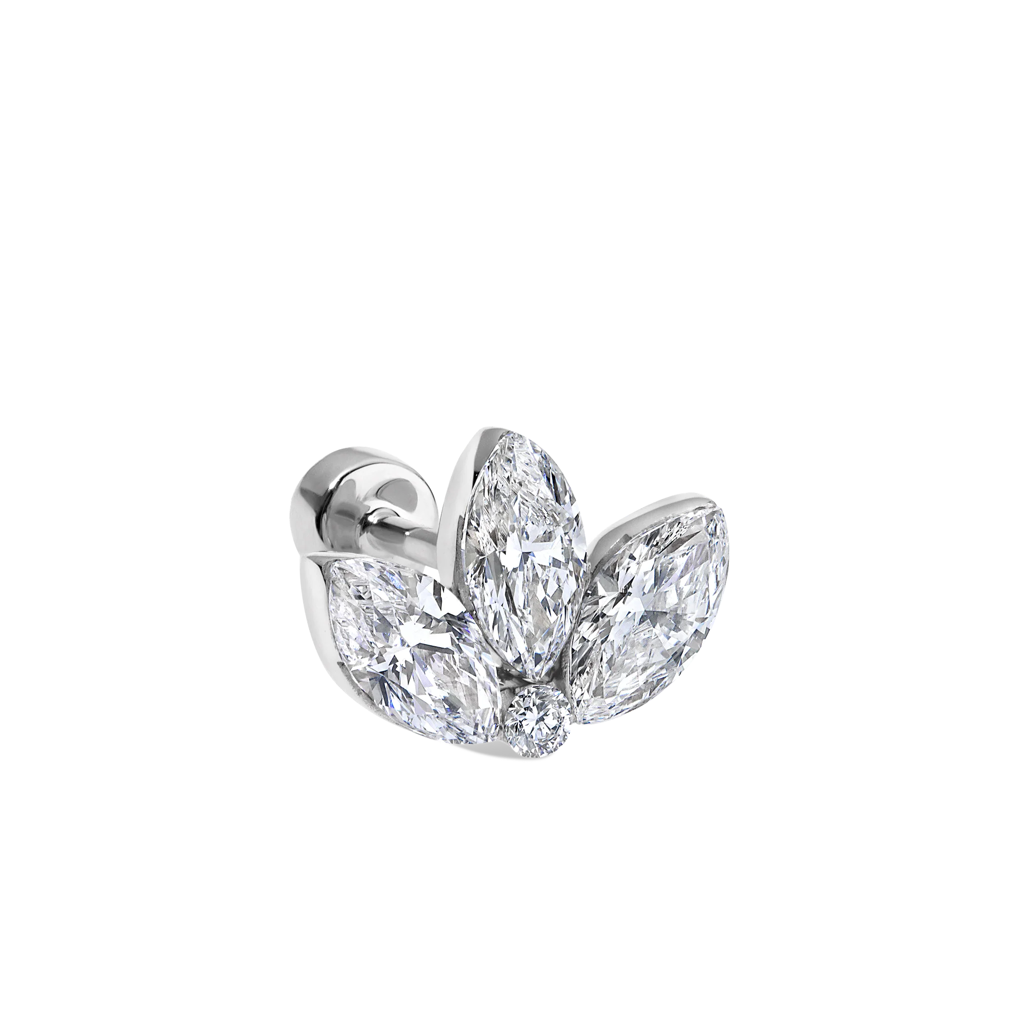 Invisible Diamond Lotus Threaded Stud Earring - Image 46