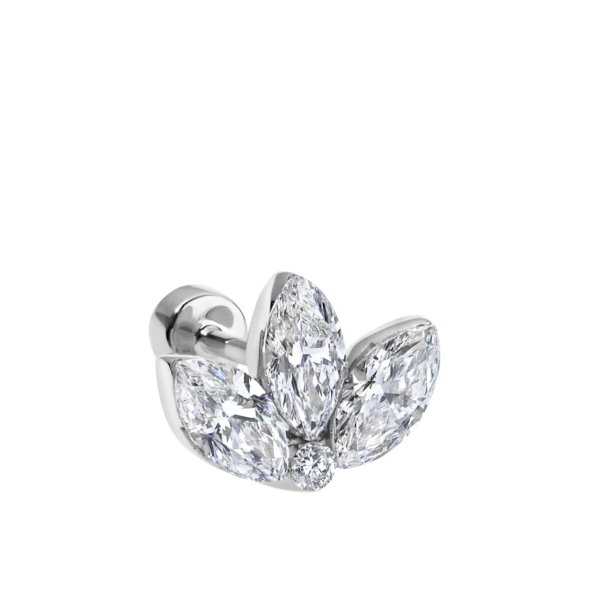 Invisible Diamond Lotus Threaded Stud Earring With Titanium Backing - Image 10