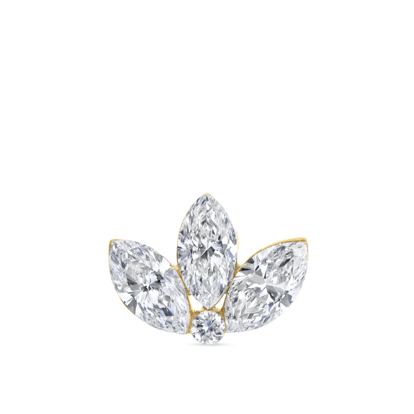 Invisible Diamond Lotus Threaded Stud Earring With Titanium Backing - Image 30