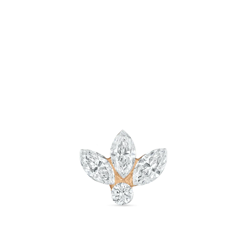 Invisible Diamond Lotus Threaded Stud Earring With Titanium Backing - Image 32