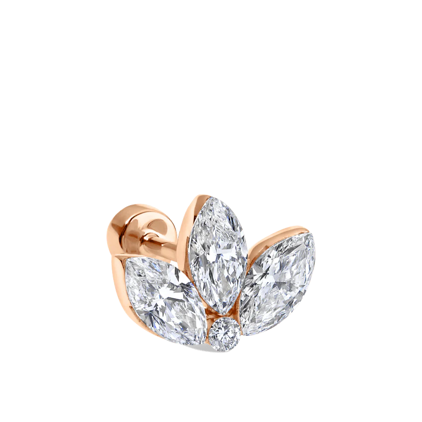 Invisible Diamond Lotus Threaded Stud Earring With Titanium Backing - Image 35