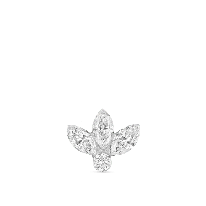 Invisible Diamond Lotus Threaded Stud Earring With Titanium Backing - Image 4