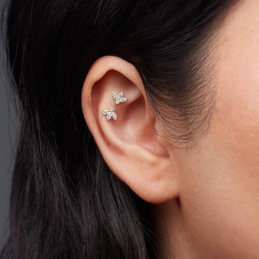 Invisible Diamond Lotus Threaded Stud Earring With Titanium Backing - Image 5