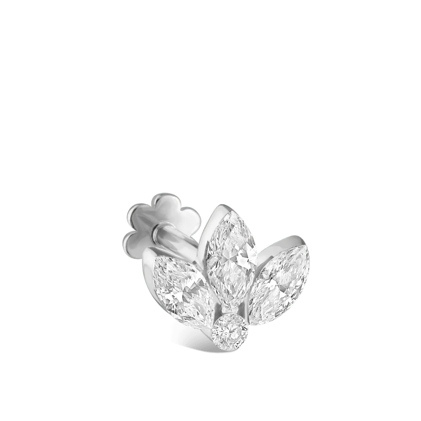 Invisible Diamond Lotus Threaded Stud Earring With Titanium Backing - Image 7