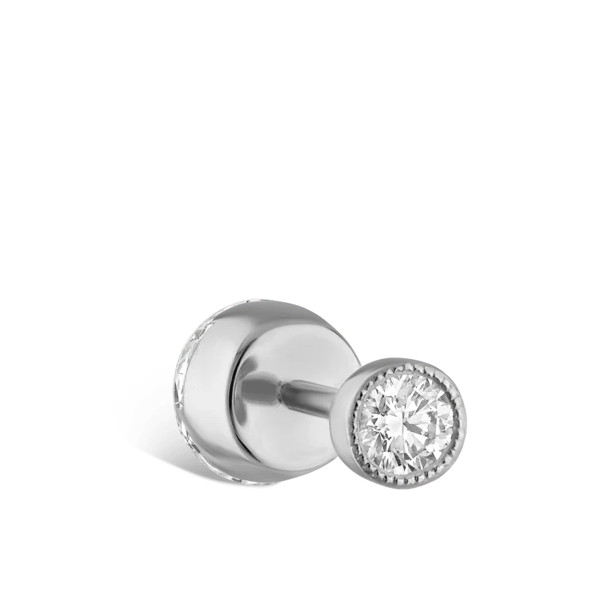 Invisible Diamond Threaded Stud Earring with Diamond Back - Image 11