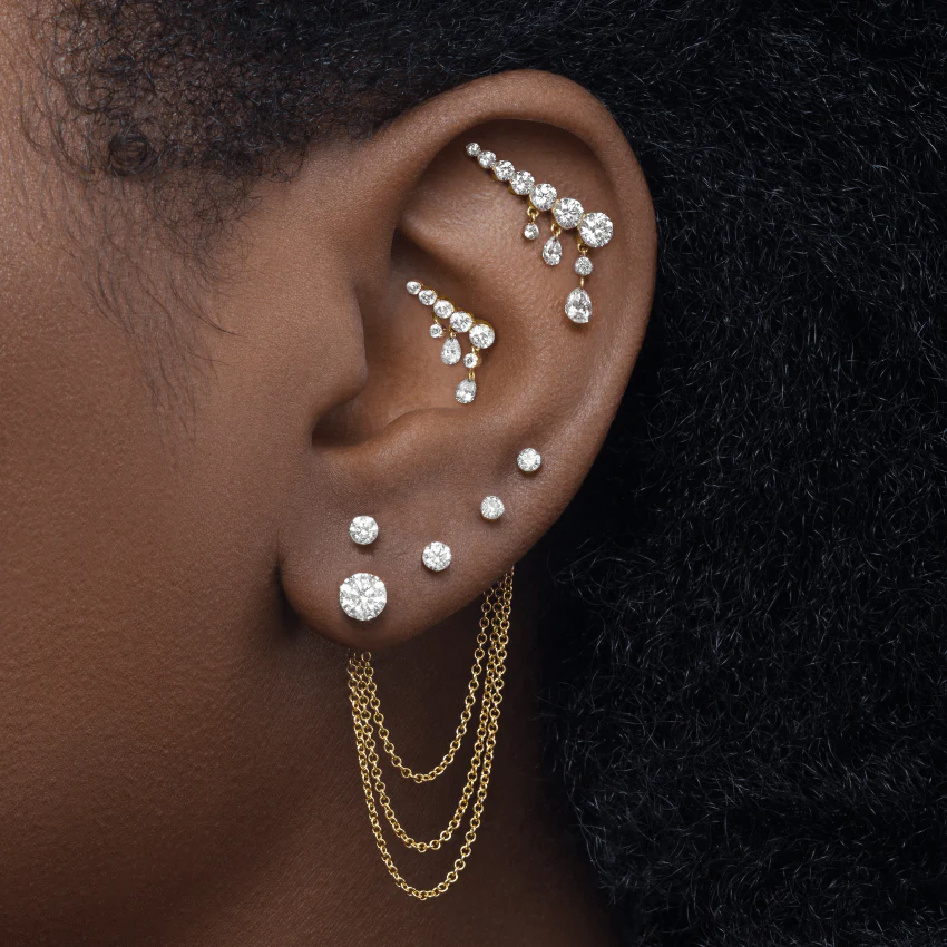 Invisible Diamond Threaded Stud Earring with Diamond Back - Image 13