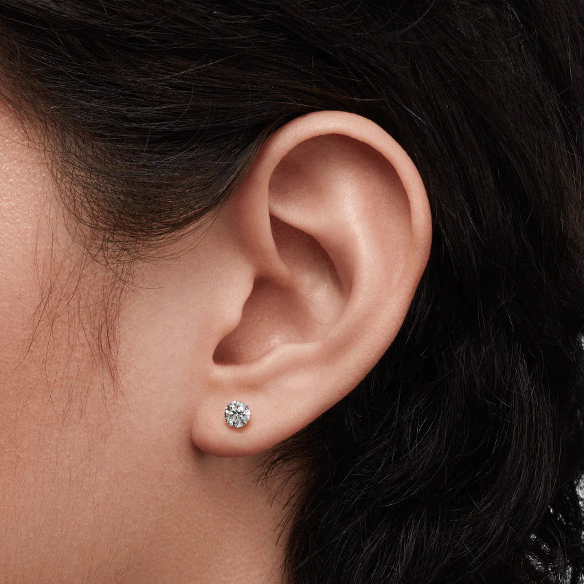 Invisible Diamond Threaded Stud Earring with Diamond Back - Image 34
