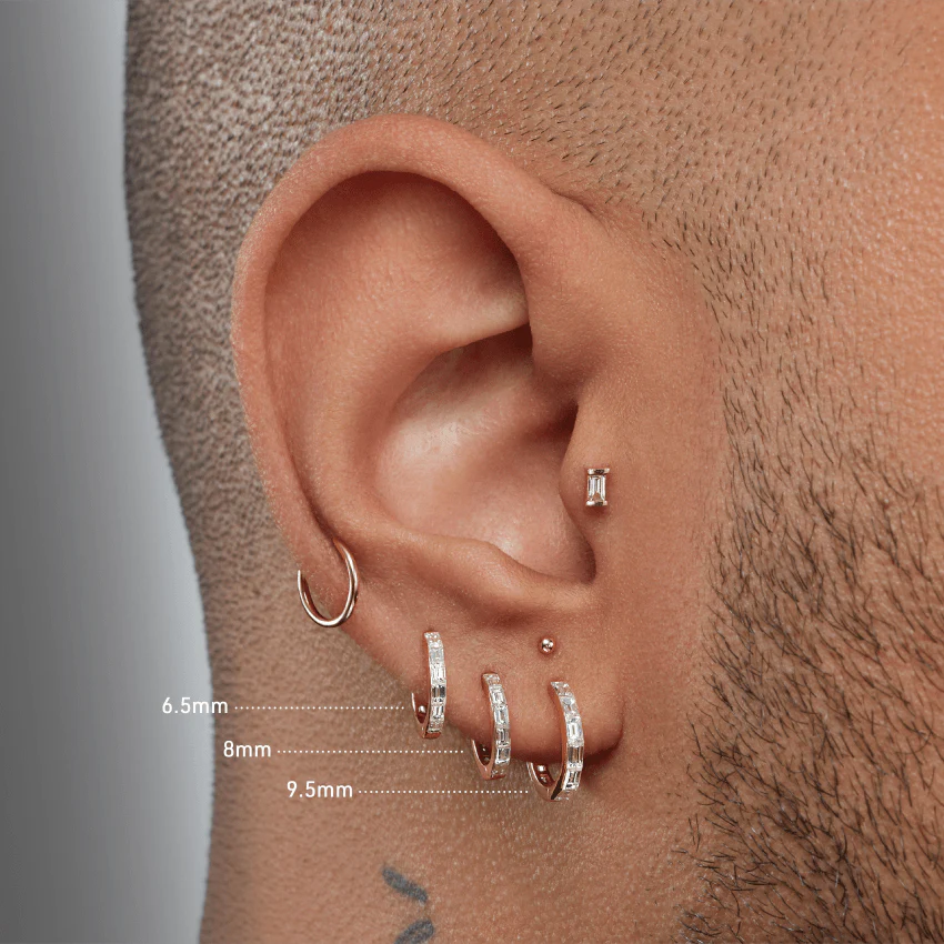 Invisible Set Baguette Diamond Eternity Hoop Earring - Image 12